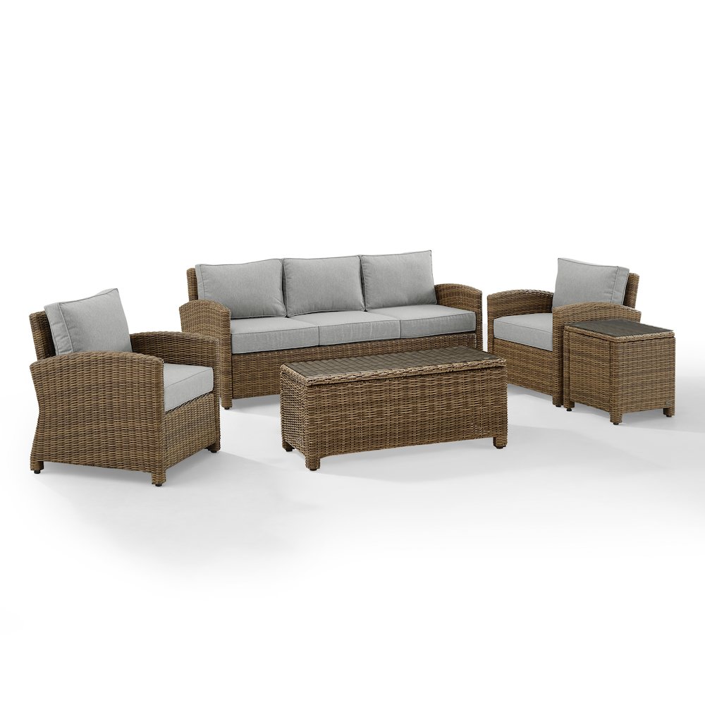 5Pc Outdoor Sofa Furniture Set, Sofa, Side Table, Coffee Table, & 2 Armchairs. Picture 1