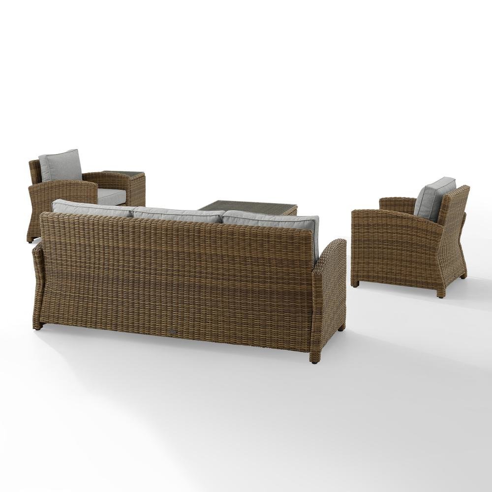 Brown Wicker Patio Furniture 5 Piece Set with Gray Cushions. Picture 7