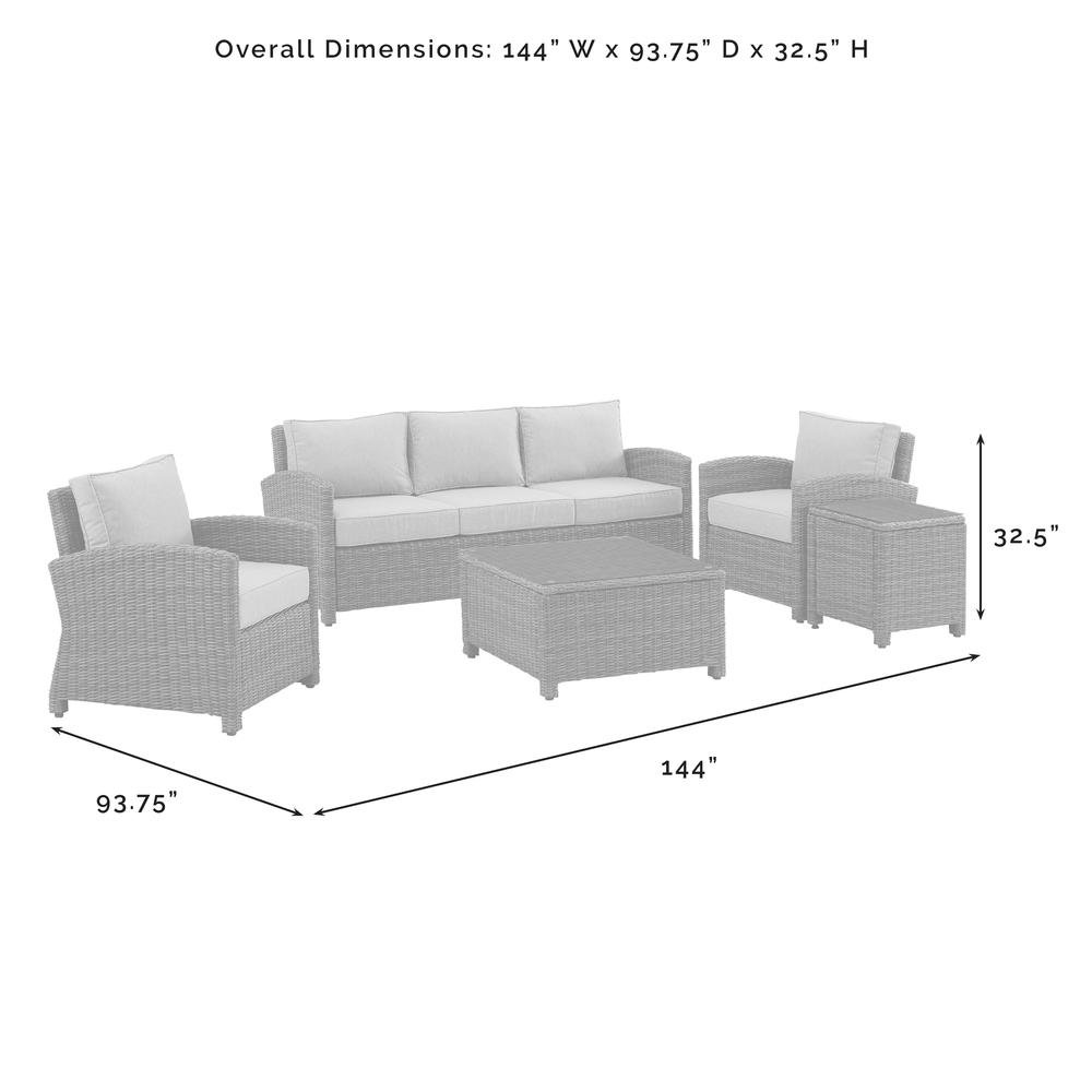 Brown Wicker Patio Furniture 5 Piece Set with Gray Cushions. Picture 11