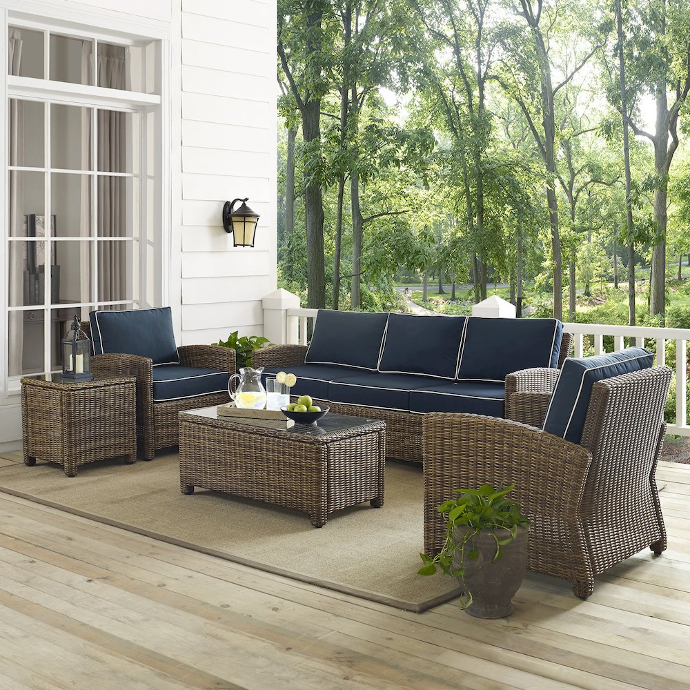 5Pc Outdoor Sofa Furniture Set, Sofa, Side Table, Coffee Table, 2 Armchairs. Picture 3