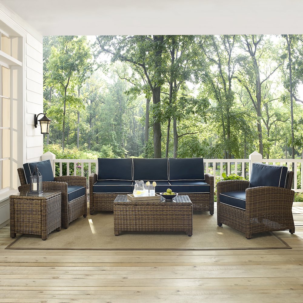5Pc Outdoor Sofa Furniture Set, Sofa, Side Table, Coffee Table, 2 Armchairs. Picture 4