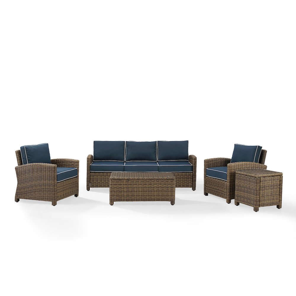 5Pc Outdoor Sofa Furniture Set, Sofa, Side Table, Coffee Table, 2 Armchairs. Picture 1