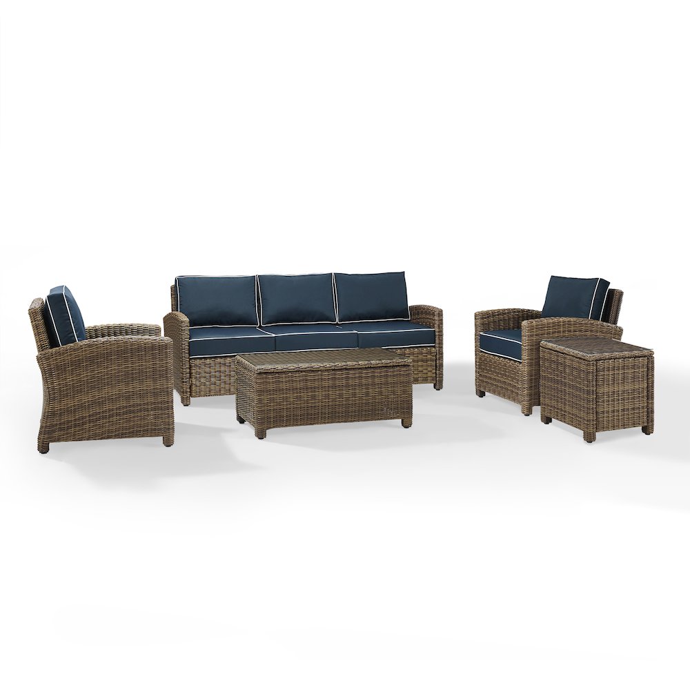 5Pc Outdoor Sofa Furniture Set, Sofa, Side Table, Coffee Table, 2 Armchairs. Picture 2