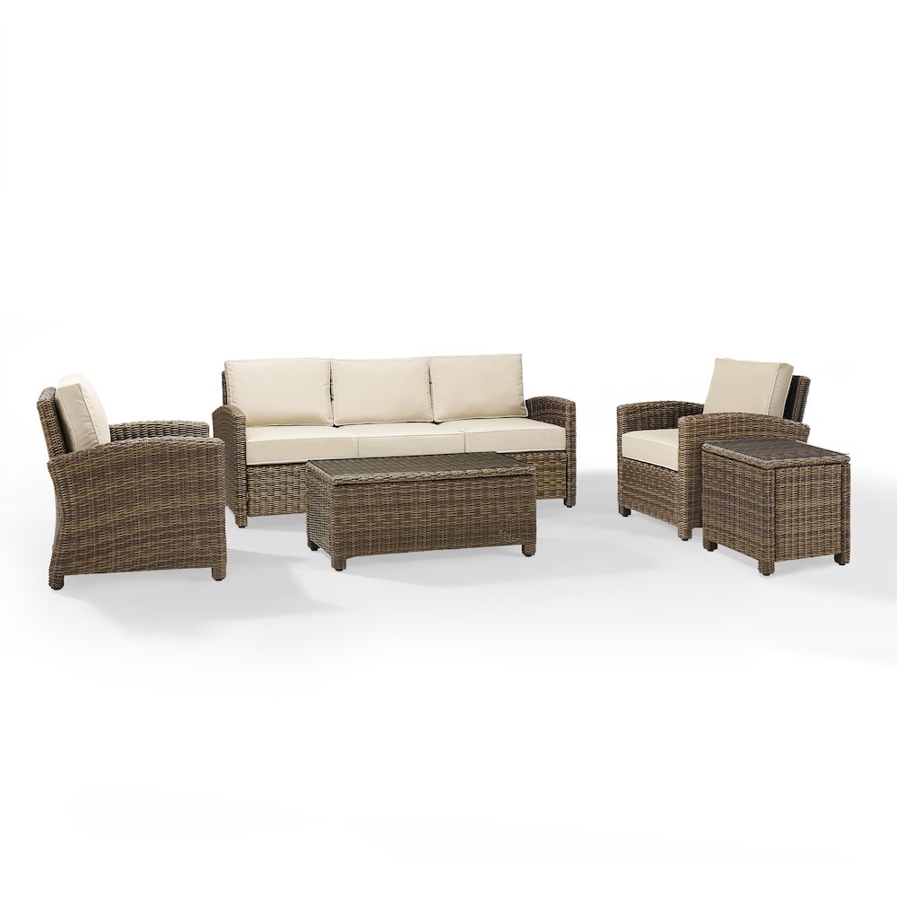 5Pc Outdoor Sofa Furniture Set, Sofa, Side Table, Coffee Table, 2 Armchairs. Picture 2
