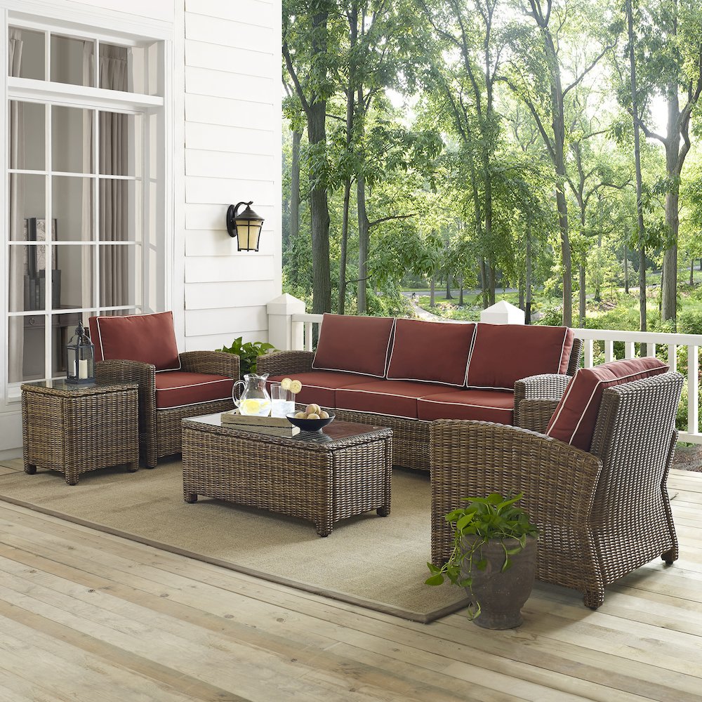 5Pc Outdoor Sofa Furniture Set, Sofa, Side Table, Coffee Table, 2 Armchairs. Picture 3
