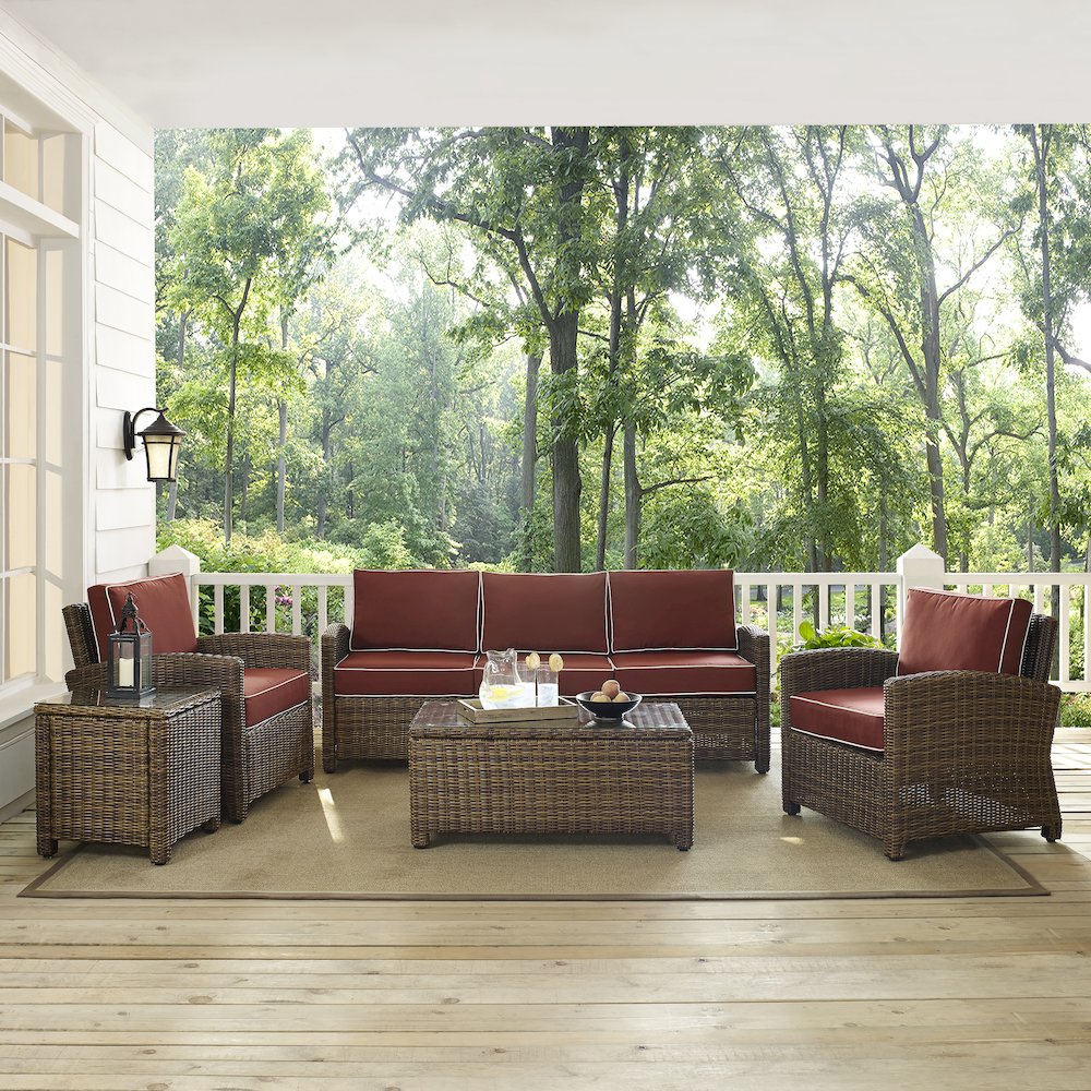 5Pc Outdoor Sofa Furniture Set, Sofa, Side Table, Coffee Table, 2 Armchairs. Picture 13
