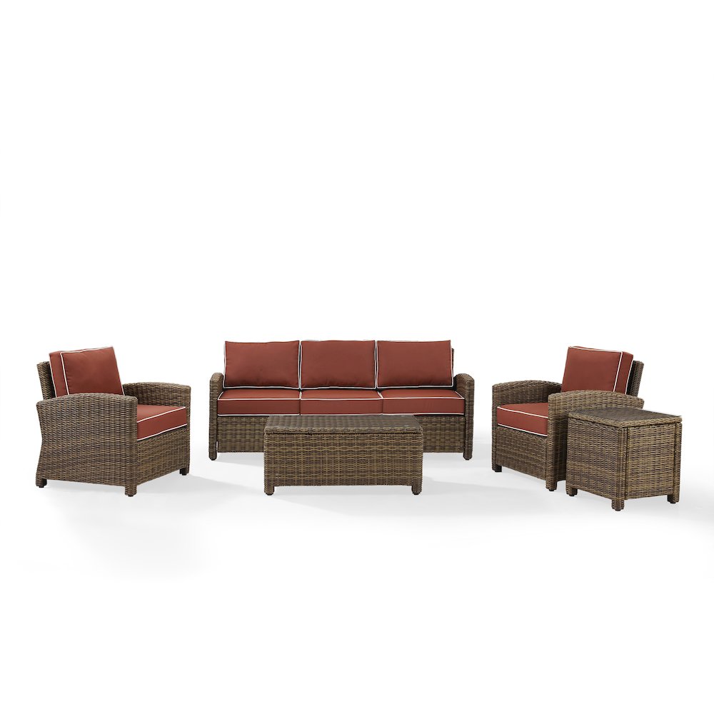 5Pc Outdoor Sofa Furniture Set, Sofa, Side Table, Coffee Table, 2 Armchairs. Picture 2