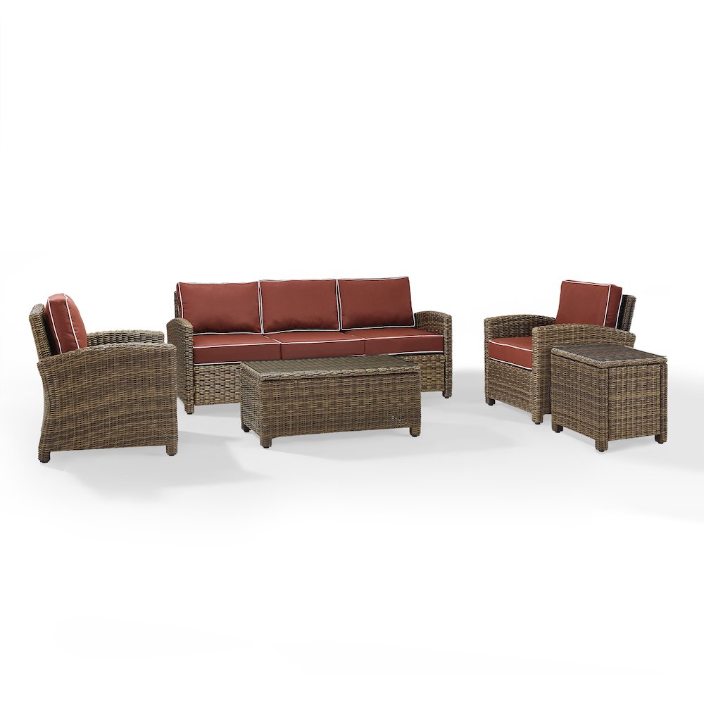 5Pc Outdoor Sofa Furniture Set, Sofa, Side Table, Coffee Table, 2 Armchairs. Picture 1