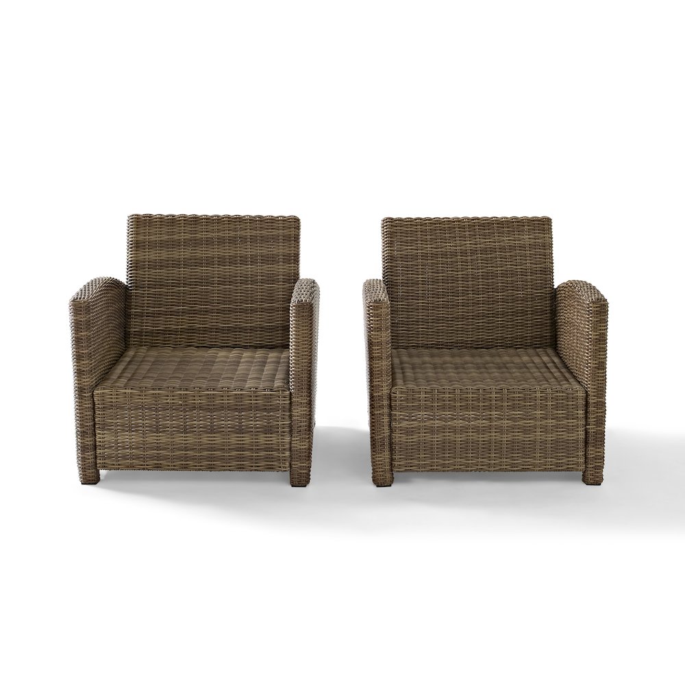Bradenton 3Pc Wicker Outdoor Chair Set - Side Table & 2 Armchairs. Picture 3