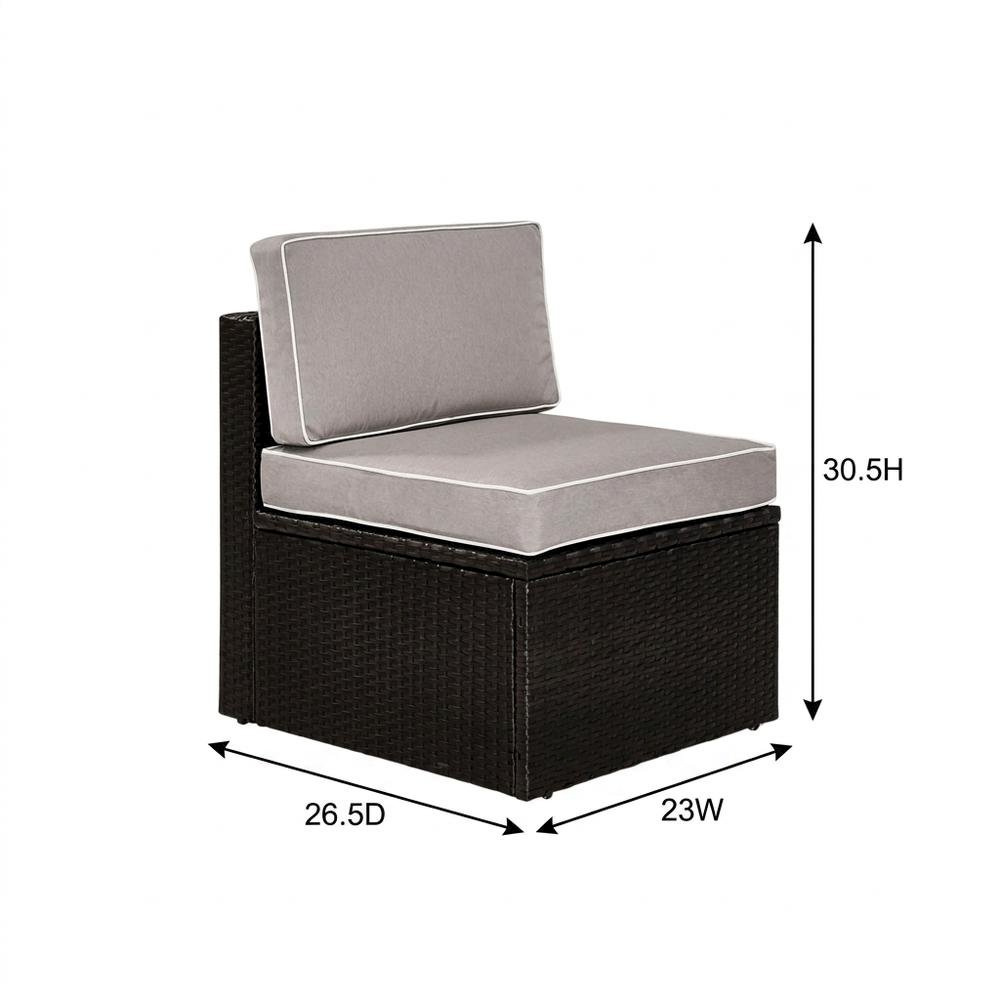 Wicker Armless Outdoor Lounge Chair in Gray with Lightweight Frame. Picture 7