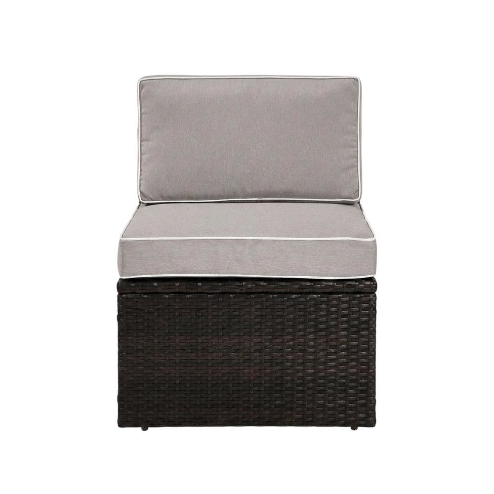 Wicker Armless Outdoor Lounge Chair in Gray with Lightweight Frame. Picture 4