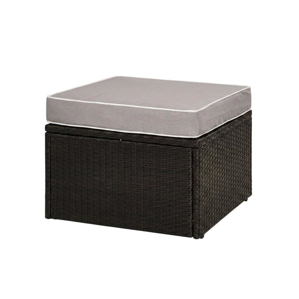 Wicker Ottoman with Brown Finish for Outdoor Living Durable Seat Rugged Design. Picture 1