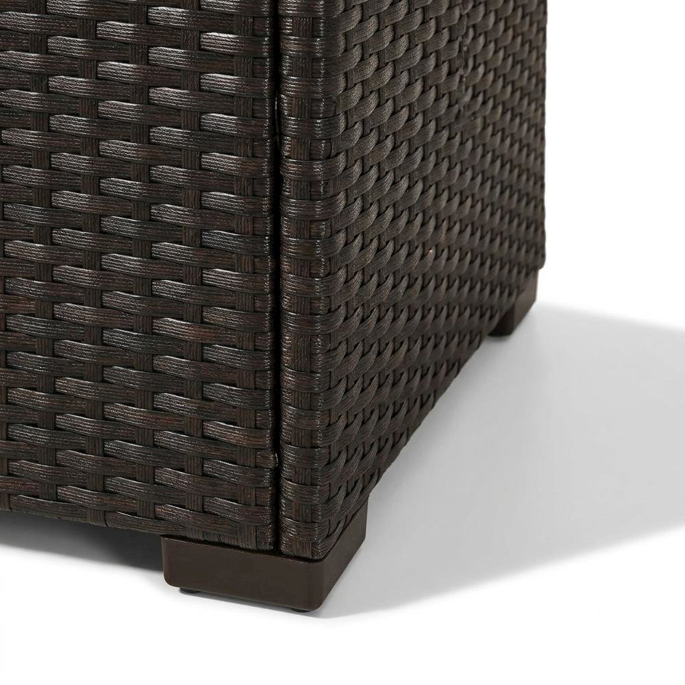 Wicker Ottoman with Brown Finish for Outdoor Living Durable Seat Rugged Design. Picture 7