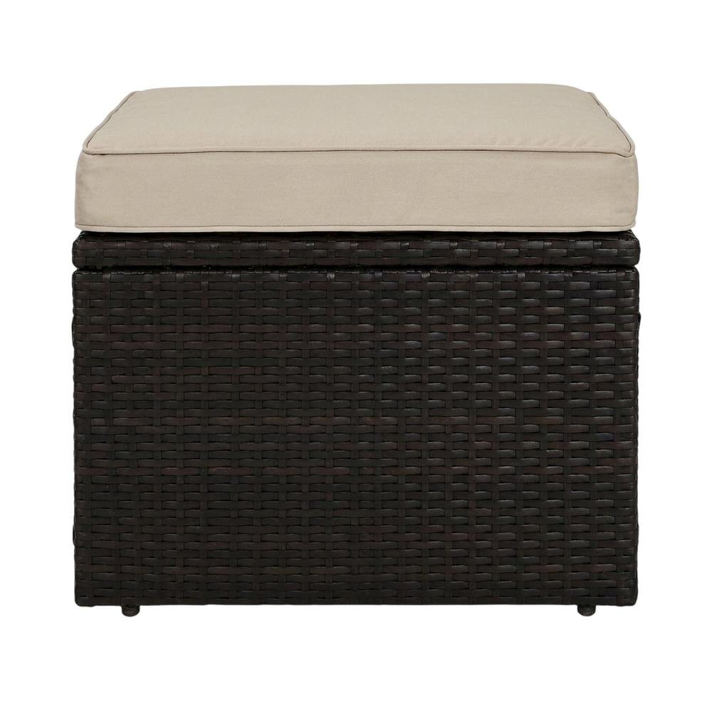 Brown Wicker Ottoman for Outdoor Seating with Lightweight Design. Picture 4