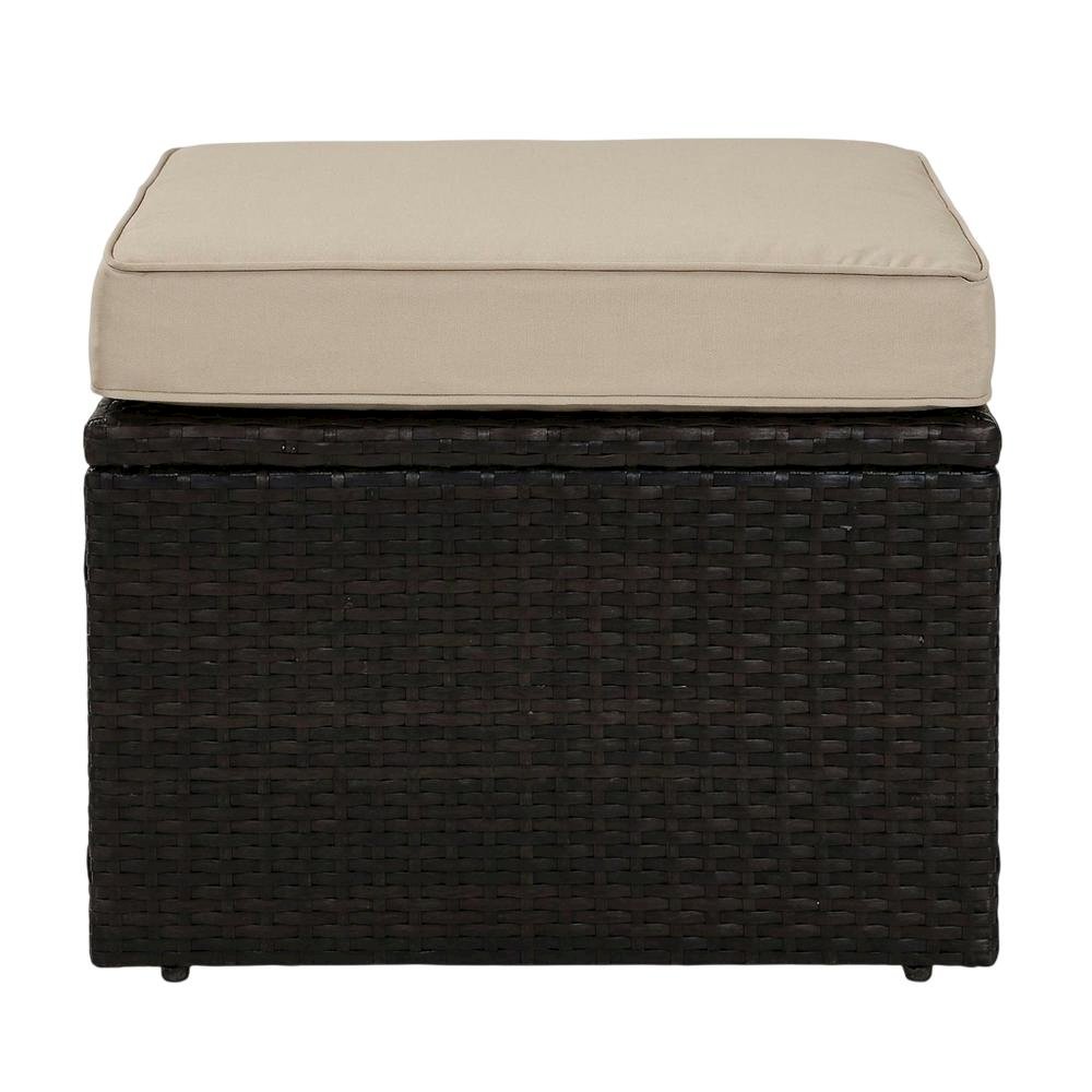 Brown Wicker Ottoman for Outdoor Seating with Lightweight Design. Picture 5