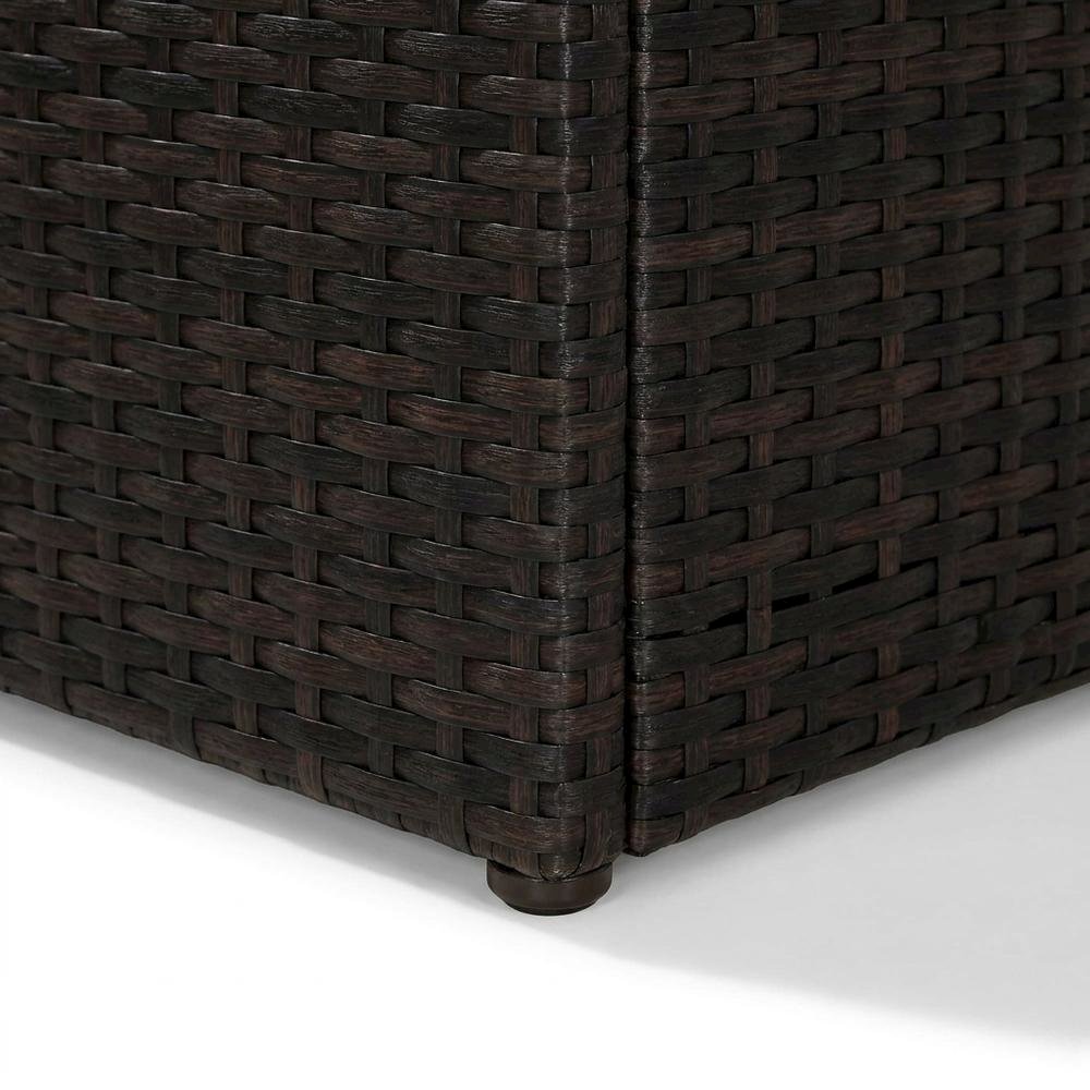 Brown Wicker Ottoman for Outdoor Seating with Lightweight Design. Picture 7