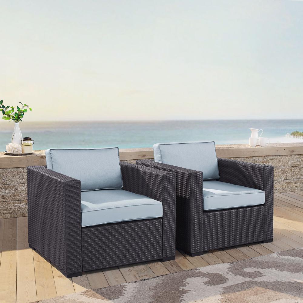 Biscayne 2Pc Outdoor Wicker Chair Set Mist/Brown - 2 Chairs. Picture 2