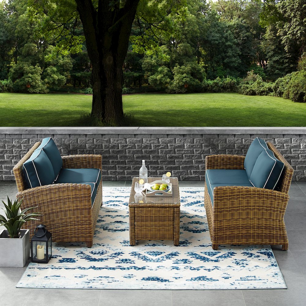 Bradenton 3Pc Outdoor Loveseat Patio Furniture Set, Coffee Table & 2 Loveseats. Picture 4