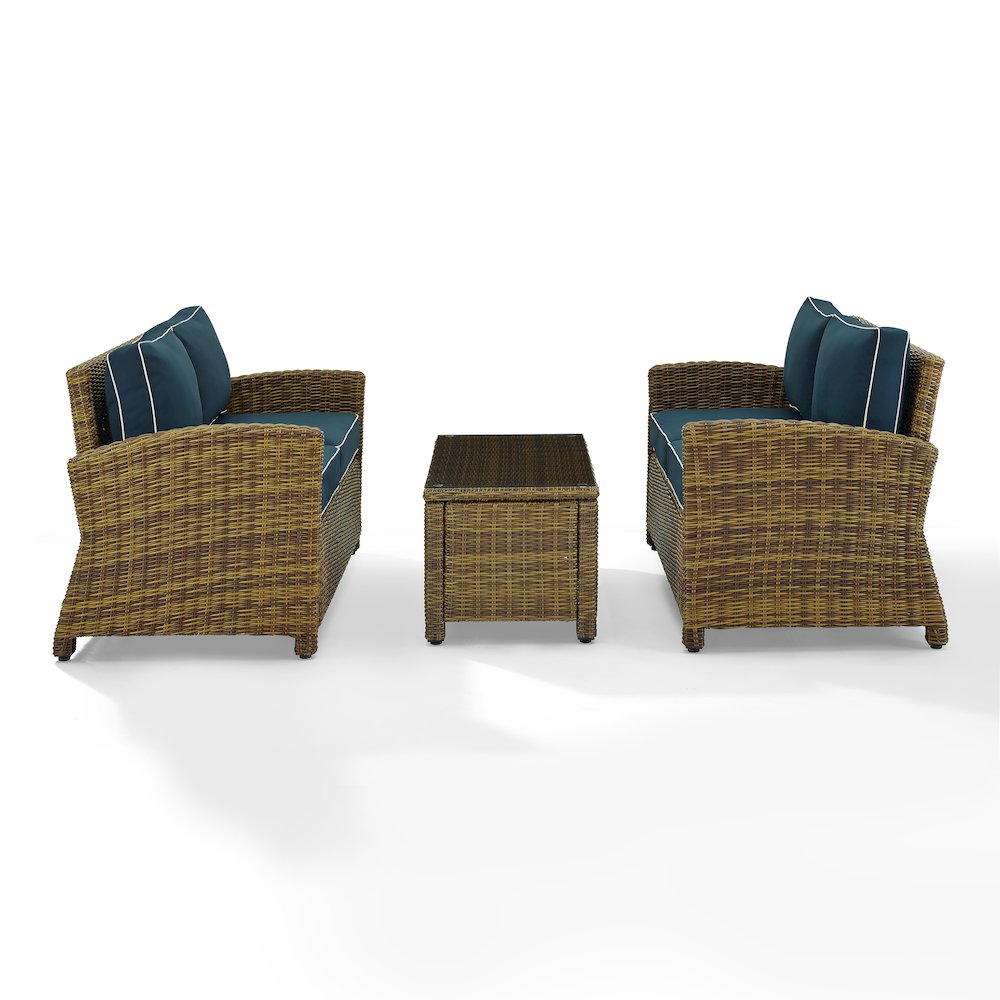 Bradenton 3Pc Outdoor Loveseat Patio Furniture Set, Coffee Table & 2 Loveseats. Picture 1