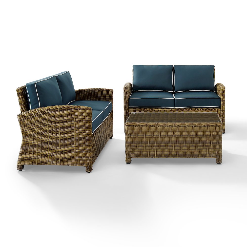 Bradenton 3Pc Outdoor Loveseat Patio Furniture Set, Coffee Table & 2 Loveseats. Picture 2