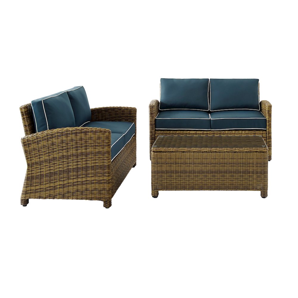 Bradenton 3Pc Outdoor Loveseat Patio Furniture Set, Coffee Table & 2 Loveseats. Picture 3