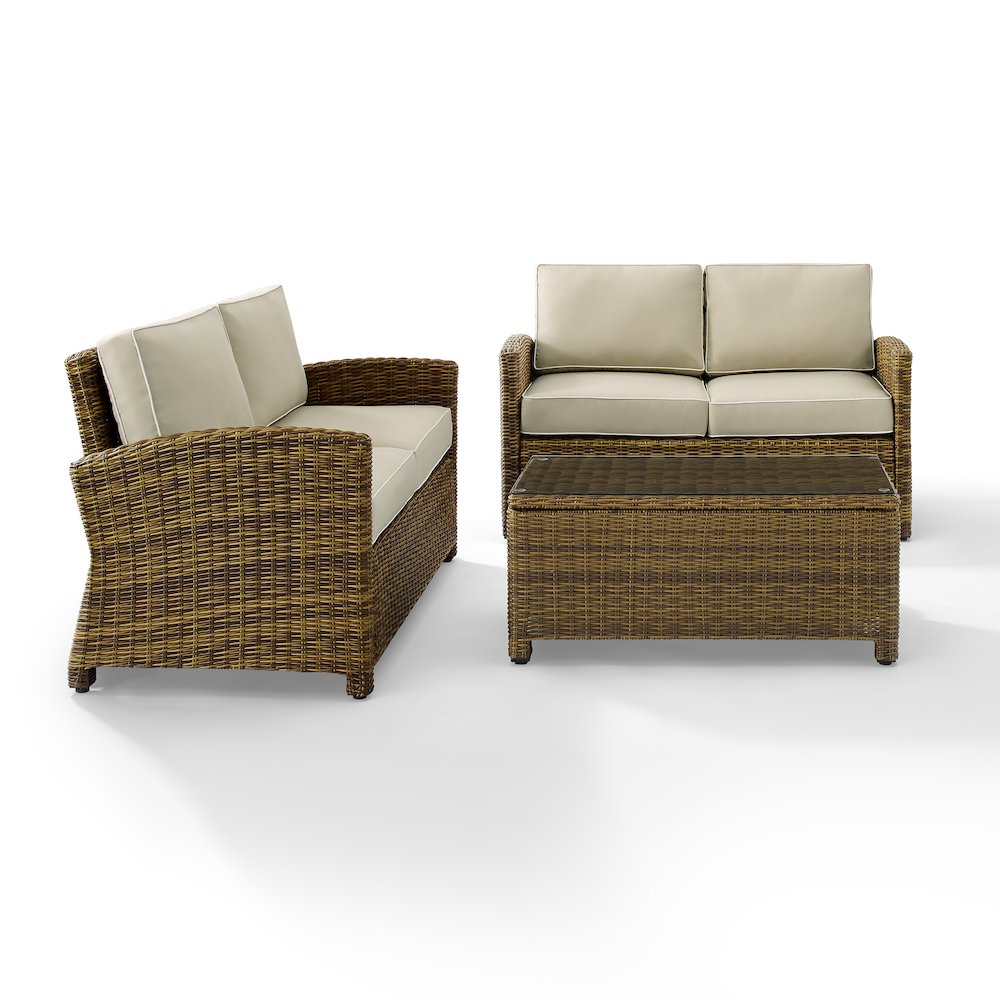 Bradenton 3Pc Wicker Outdoor Loveseat Patio Furniture Set. Picture 2