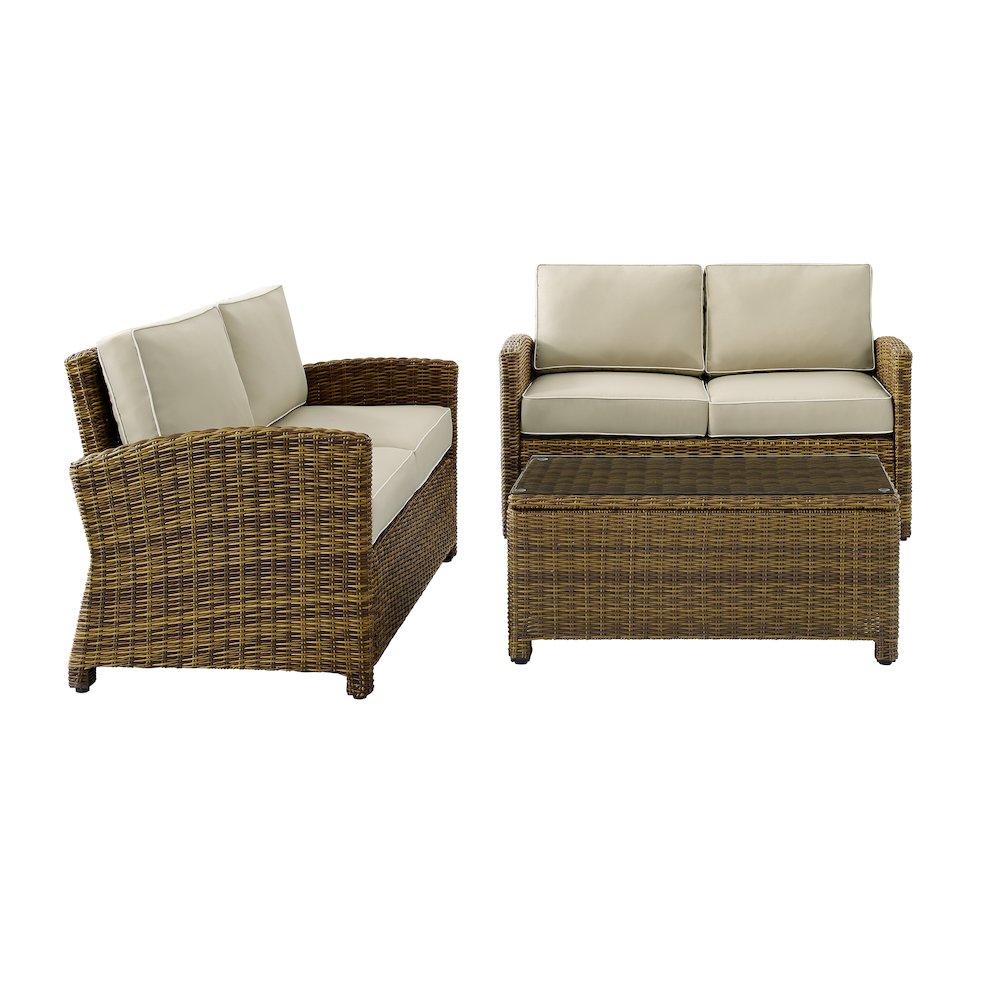 Bradenton 3Pc Wicker Outdoor Loveseat Patio Furniture Set. Picture 3