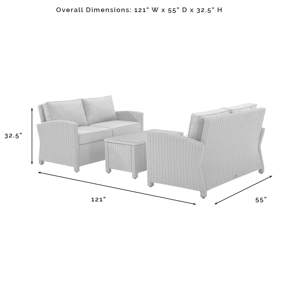 Bradenton 3Pc Wicker Outdoor Loveseat Patio Furniture Set. Picture 12