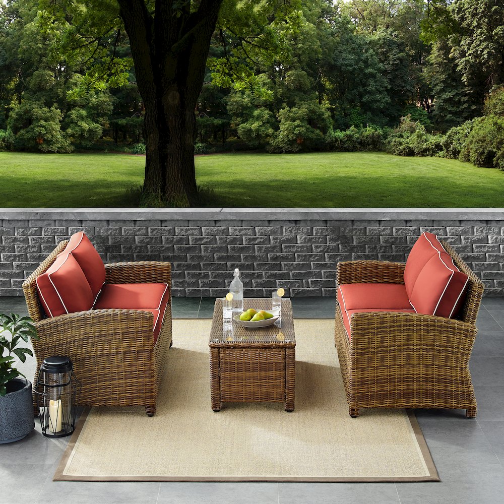 Bradenton 3Pc Outdoor Loveseat Patio Furniture Set, Coffee Table & 2 Loveseats. Picture 4