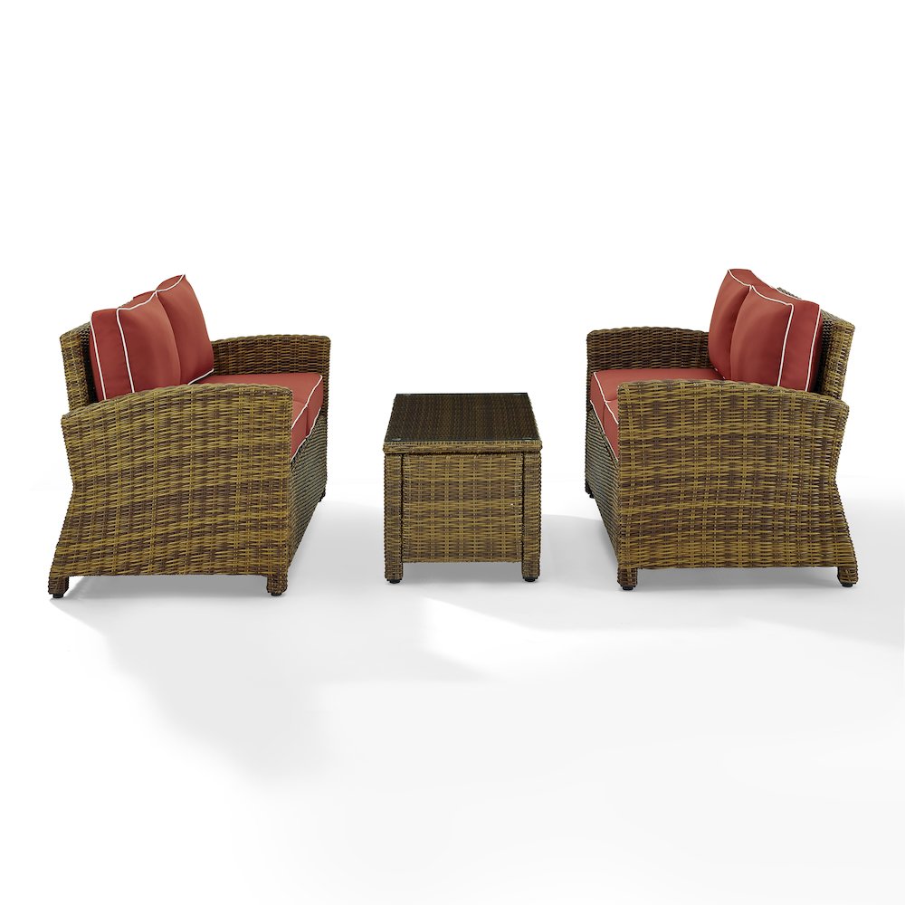 Bradenton 3Pc Outdoor Loveseat Patio Furniture Set, Coffee Table & 2 Loveseats. Picture 2