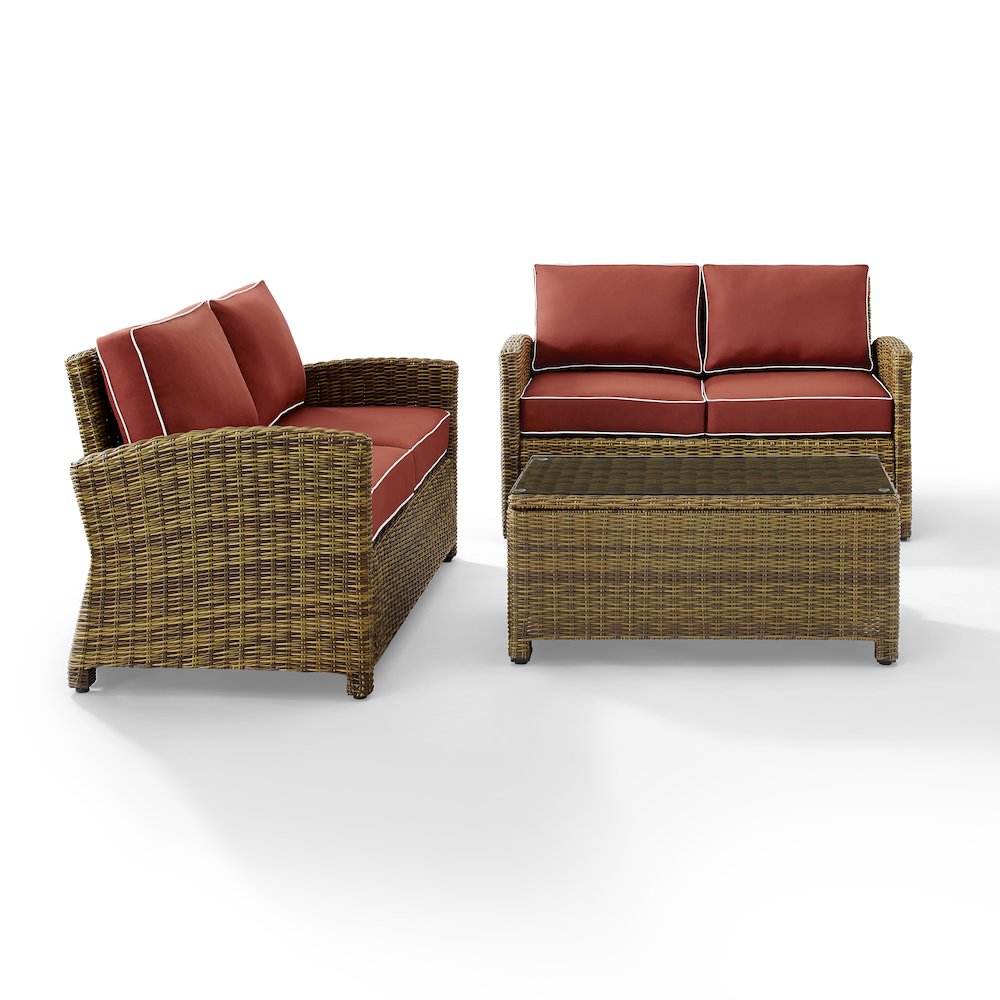 Bradenton 3Pc Outdoor Loveseat Patio Furniture Set, Coffee Table & 2 Loveseats. Picture 1