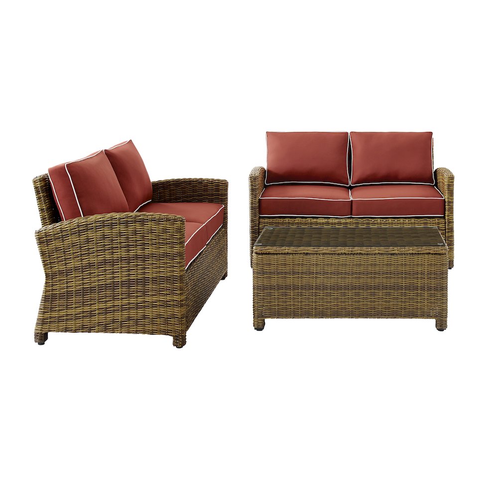Bradenton 3Pc Outdoor Loveseat Patio Furniture Set, Coffee Table & 2 Loveseats. Picture 3