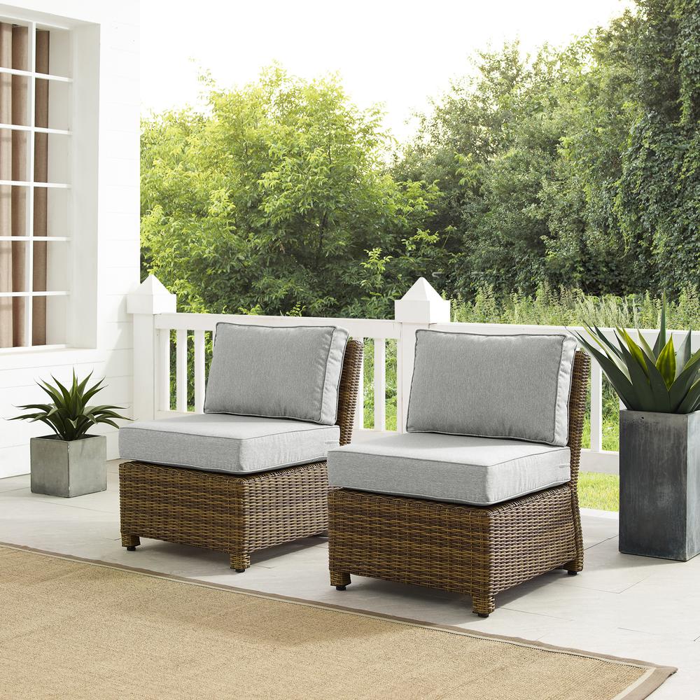 Bradenton 2Pc Armless Wicker Outdoor Chair Set - 2 Armless Chairs. Picture 6