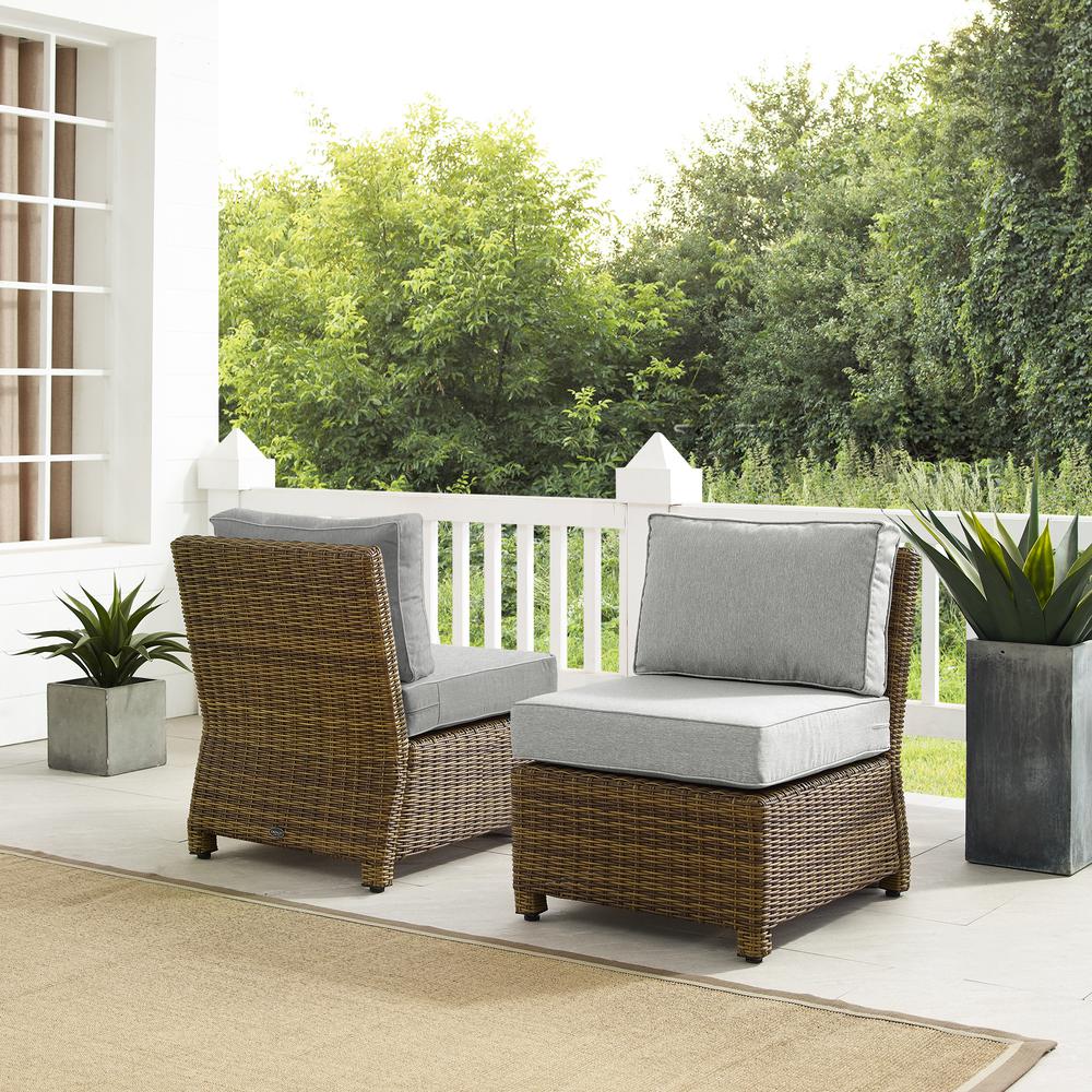 Bradenton 2Pc Armless Wicker Outdoor Chair Set - 2 Armless Chairs. Picture 8
