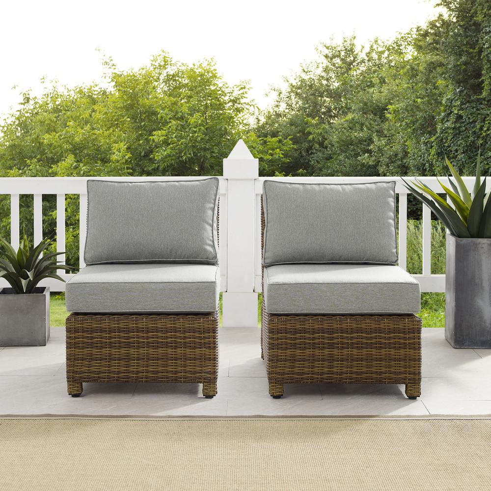 Bradenton 2Pc Armless Wicker Outdoor Chair Set - 2 Armless Chairs. Picture 9