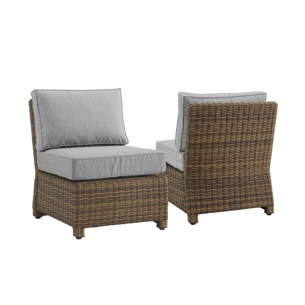 Bradenton 2Pc Armless Wicker Outdoor Chair Set - 2 Armless Chairs. Picture 3
