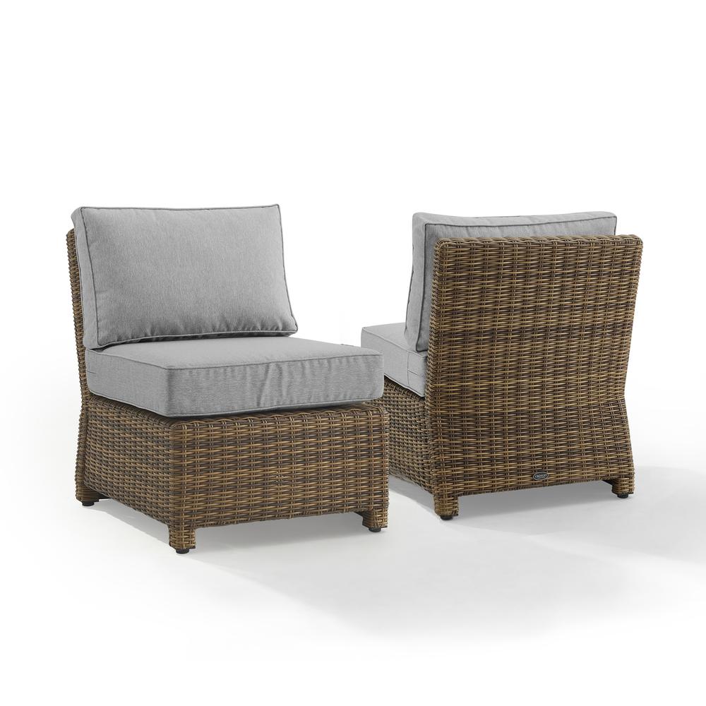 Bradenton 2Pc Armless Wicker Outdoor Chair Set - 2 Armless Chairs. Picture 2