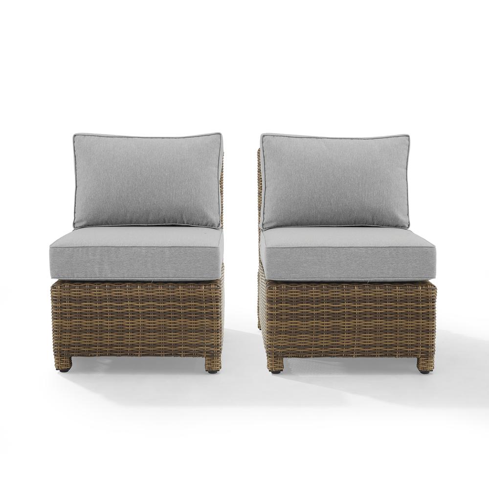 Bradenton 2Pc Armless Wicker Outdoor Chair Set - 2 Armless Chairs. Picture 4