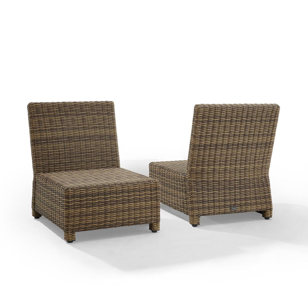 Bradenton 2Pc Armless Wicker Outdoor Chair Set - 2 Armless Chairs. Picture 5