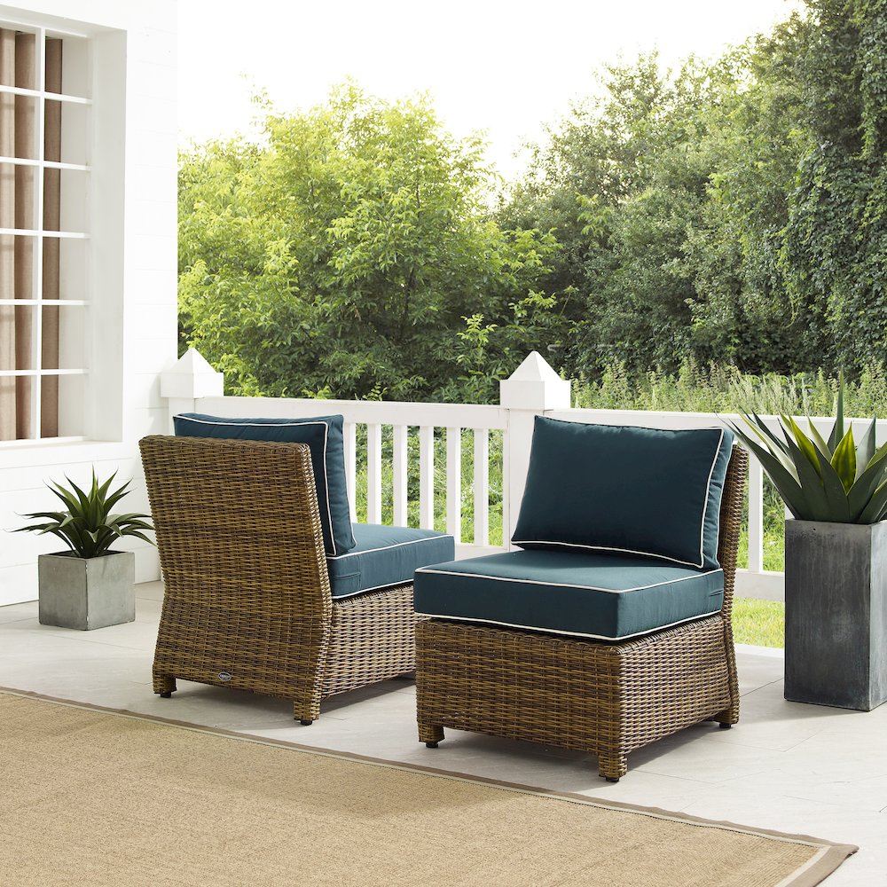 Bradenton 2Pc Armless Wicker Outdoor Chair Set - 2 Armless Chairs. Picture 5