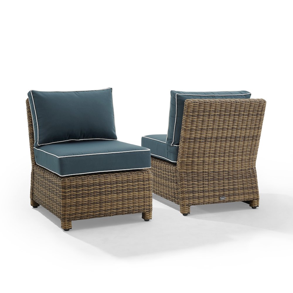 Bradenton 2Pc Armless Wicker Outdoor Chair Set - 2 Armless Chairs. Picture 1