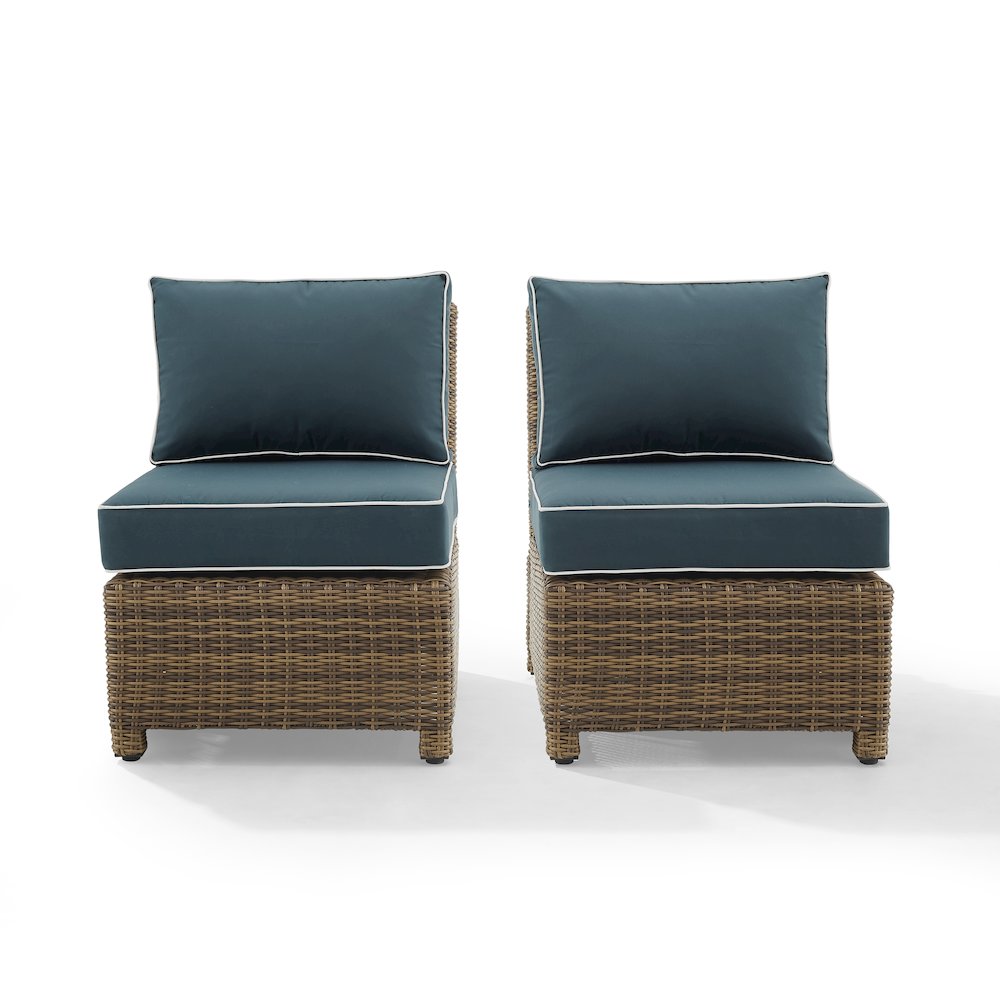 Bradenton 2Pc Armless Wicker Outdoor Chair Set - 2 Armless Chairs. Picture 3