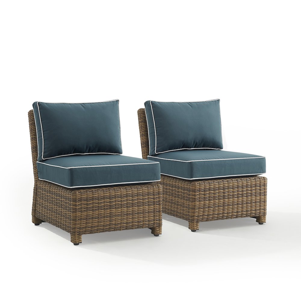 Bradenton 2Pc Armless Wicker Outdoor Chair Set - 2 Armless Chairs. Picture 2