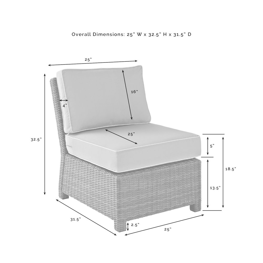Bradenton 2Pc Armless Wicker Outdoor Chair Set - 2 Armless Chairs. Picture 12