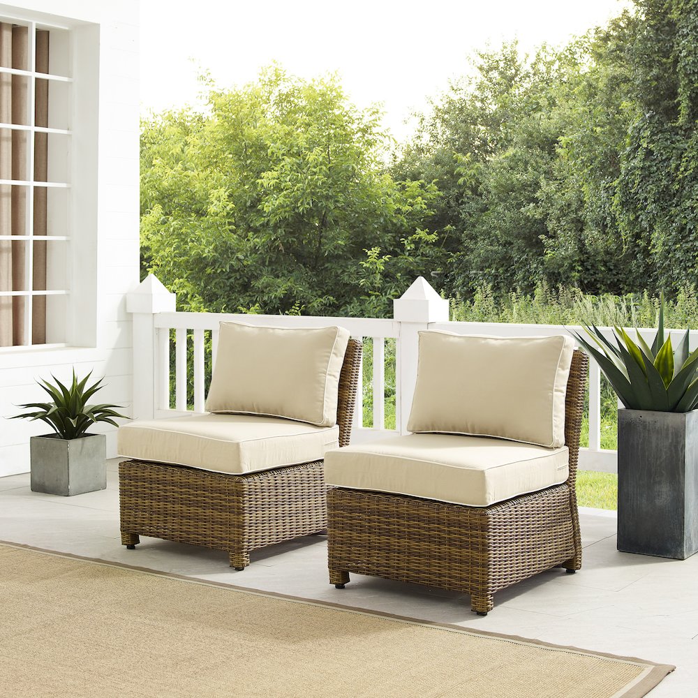 Bradenton 2Pc Armless Wicker Outdoor Chair Set - 2 Armless Chairs. Picture 4