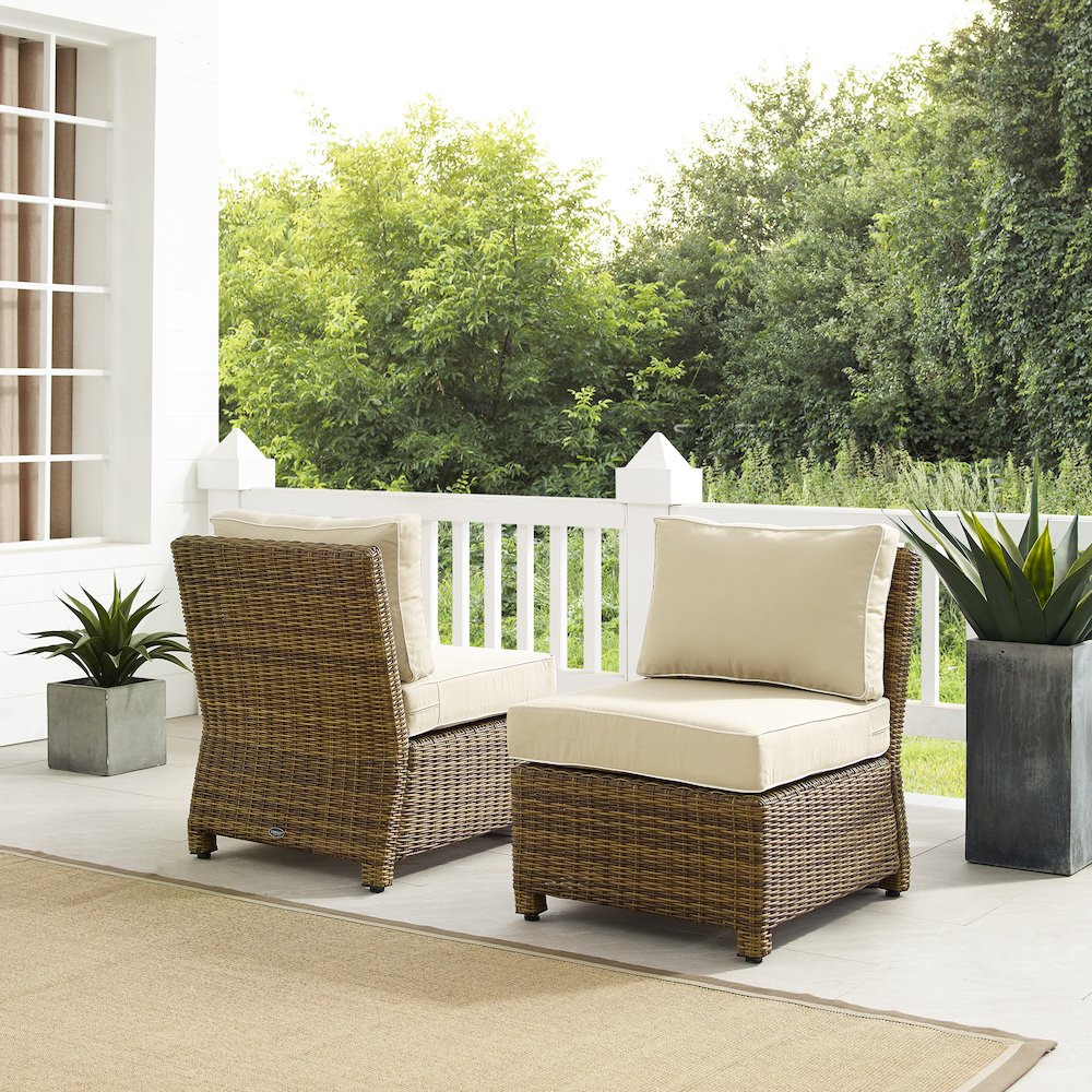 Bradenton 2Pc Armless Wicker Outdoor Chair Set - 2 Armless Chairs. Picture 5