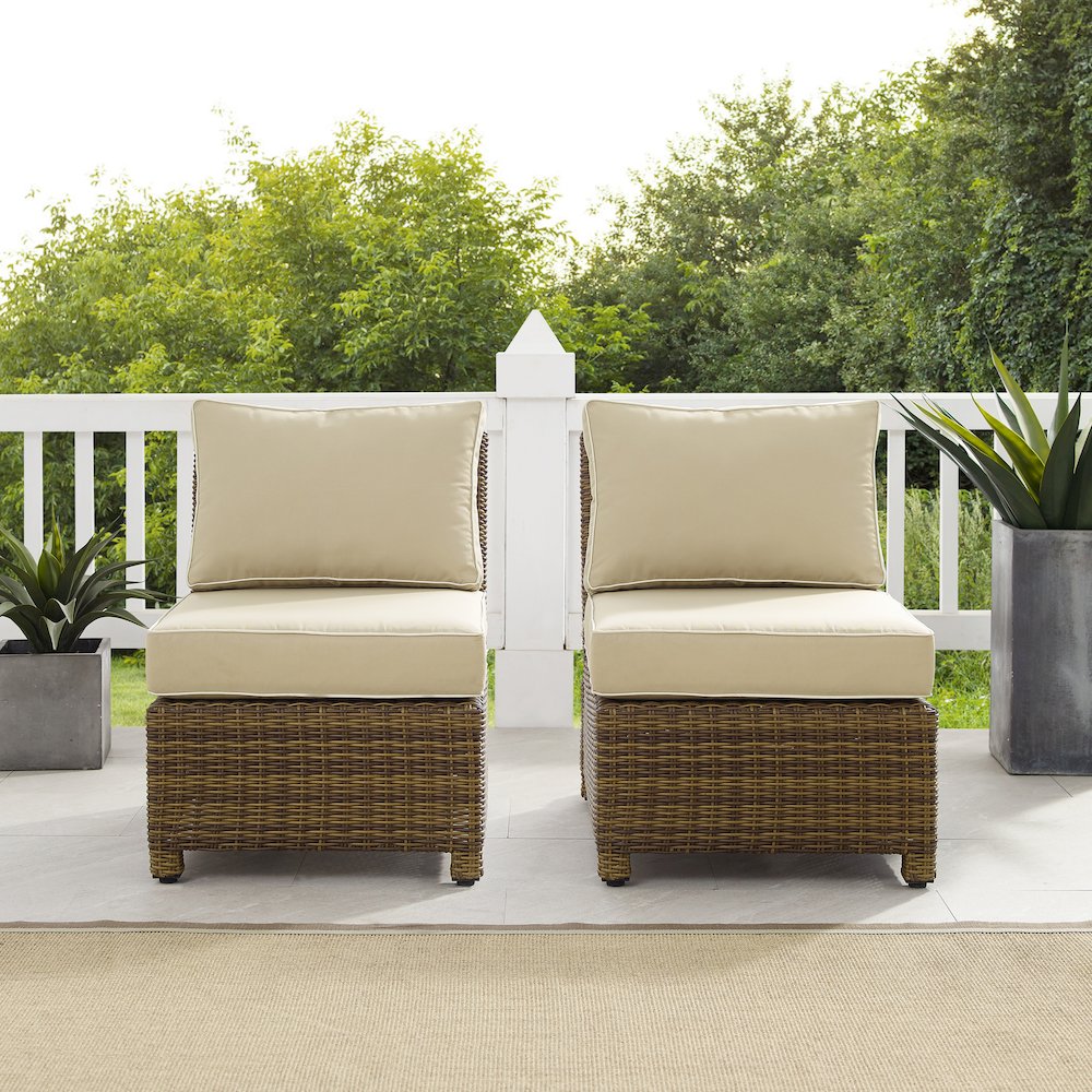 Bradenton 2Pc Armless Wicker Outdoor Chair Set - 2 Armless Chairs. Picture 6