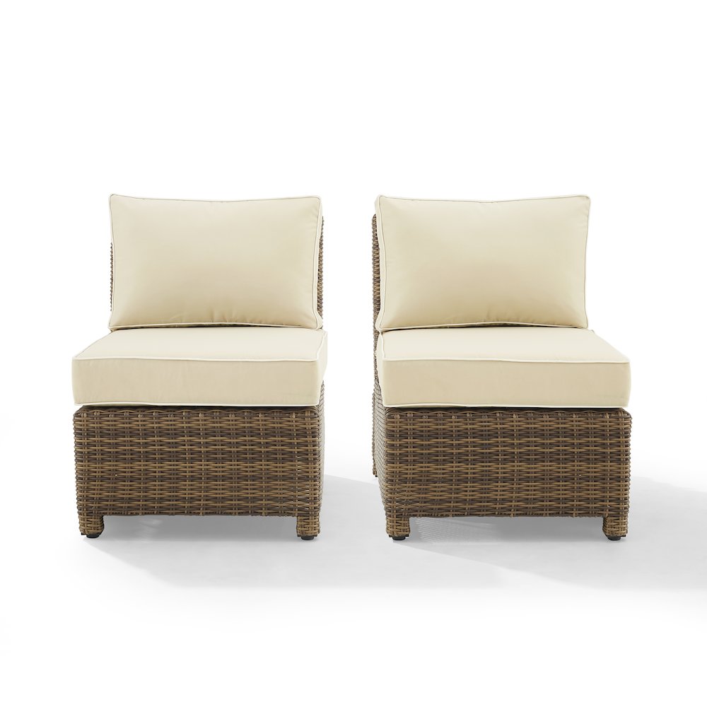 Bradenton 2Pc Armless Wicker Outdoor Chair Set - 2 Armless Chairs. Picture 2