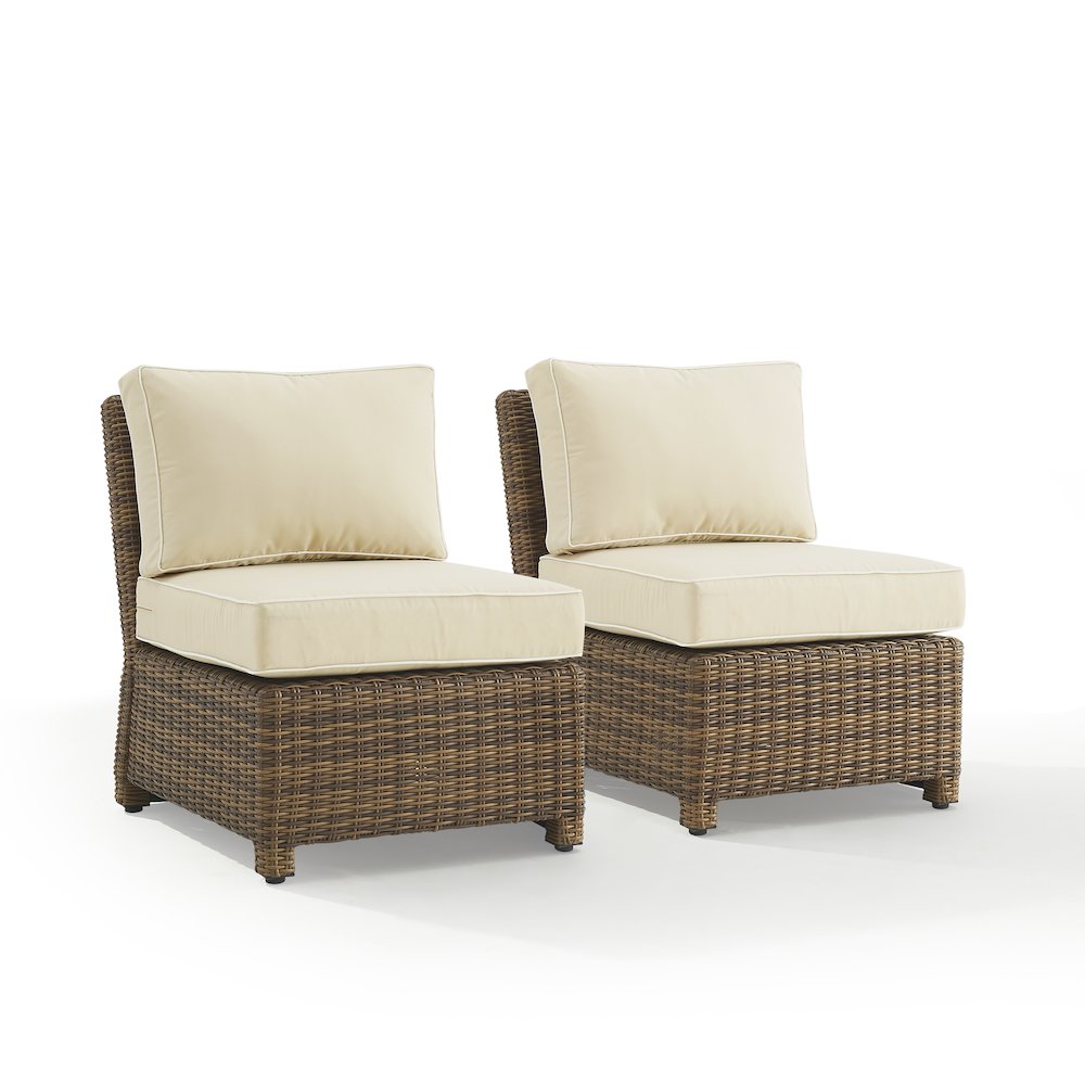 Bradenton 2Pc Armless Wicker Outdoor Chair Set - 2 Armless Chairs. Picture 3