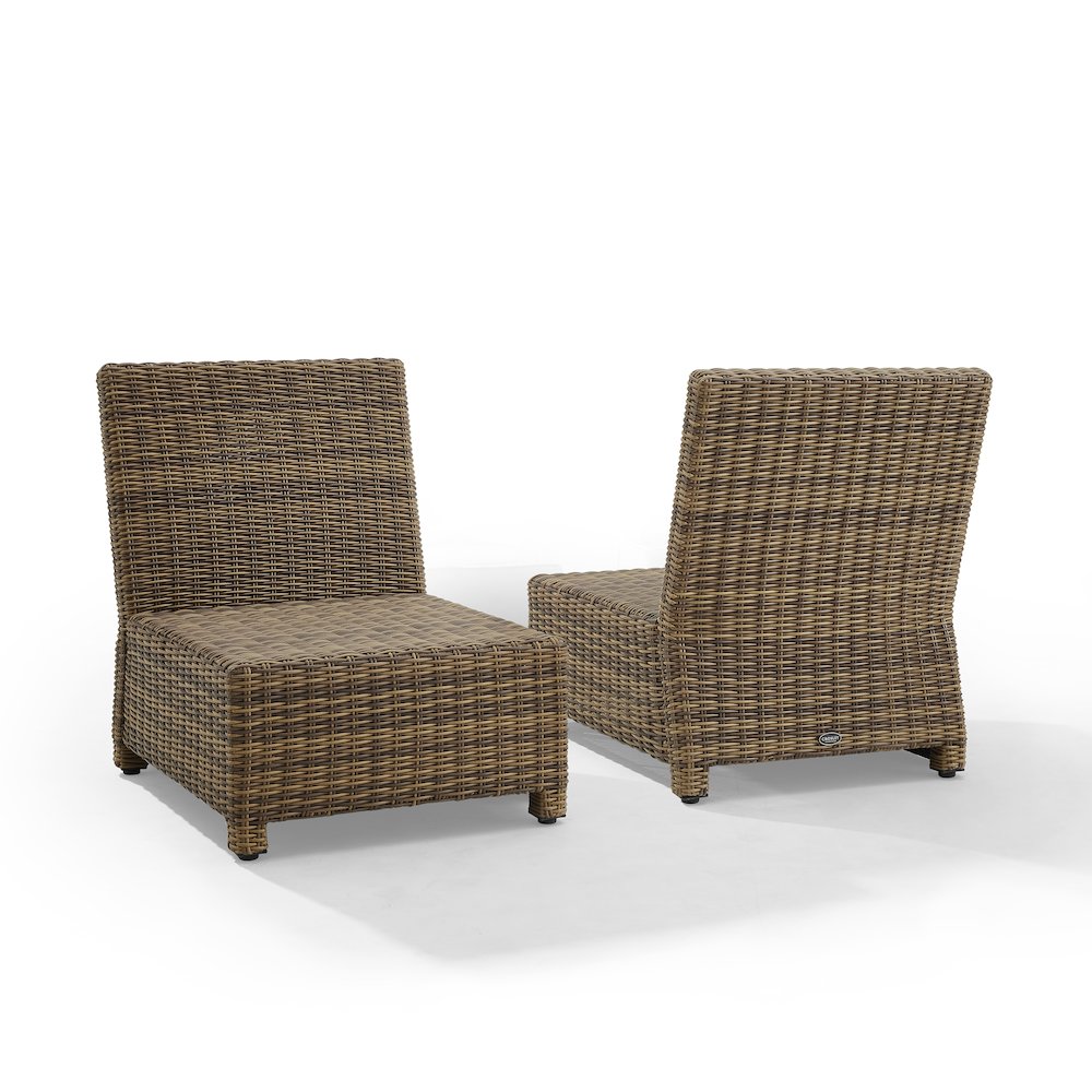 Bradenton 2Pc Armless Wicker Outdoor Chair Set - 2 Armless Chairs. Picture 12